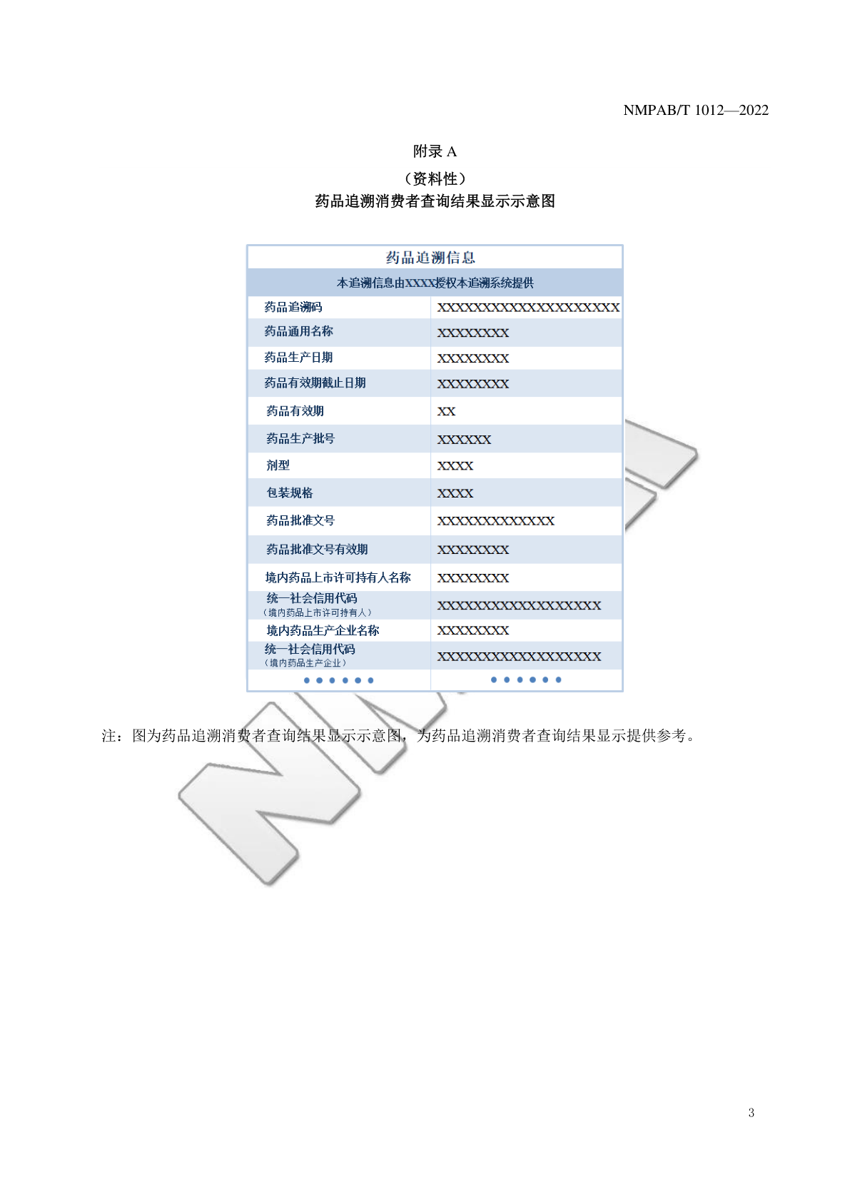 药品追溯消费者查询结果显示示意图